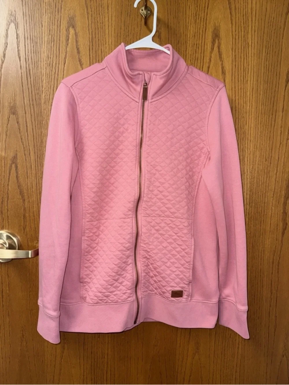LL Bean Women’s Quilted Full Zip Sweatshirt Shacket Rose Wash Light Pink Small T